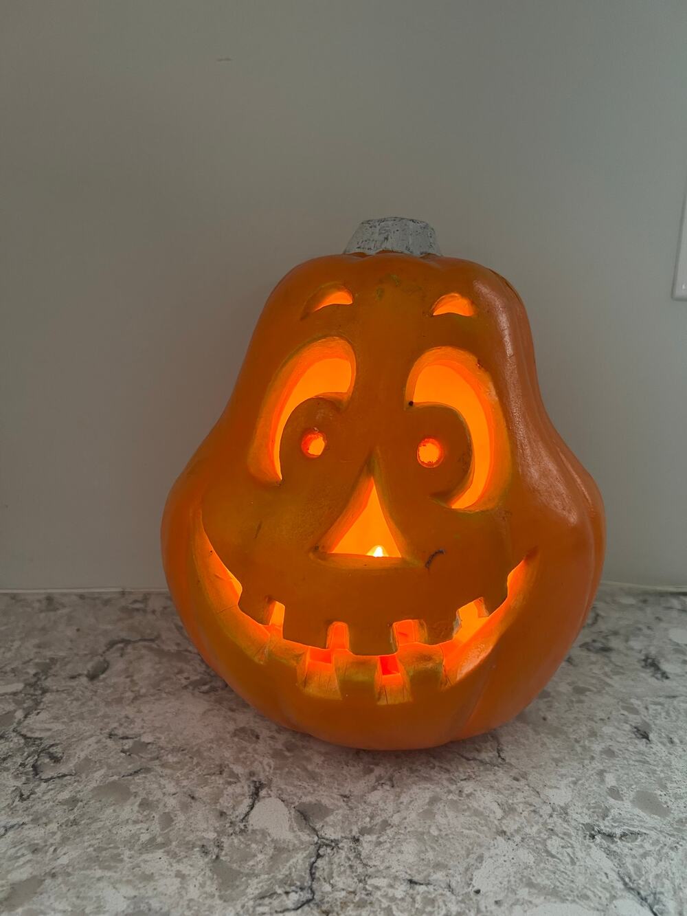 Vintage The Paper Magic Light Up Pumpkin Halloween Decoration 9"x6.5" JL